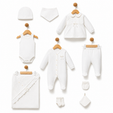 Coffret 10 pcs jolie noeud centré coton bio full white