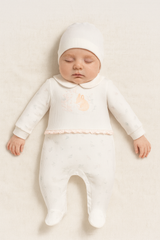 Grenouillère Pretty girl 1 bonnet coton bio