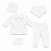 Pack naissance baby boy full white classy 5 pcs coton