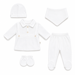 Pack naissance baby boy full white classy 5 pcs coton