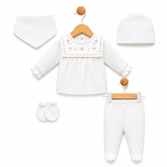 Pack naissance multi design sur col full white baby girl 5 pcs coton