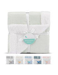 Interbaby - Coffret couverture en nid d'abeille et agneau - Mint 80x110