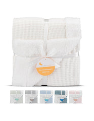 Interbaby - Coffret couverture en nid d'abeille et agneau - Beige 80x110