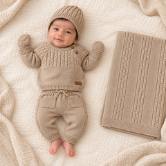 Pack naissance tricot 5 pcs full beige