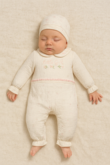 Grenouillère Rose Girl 1 bonnet coton Bio