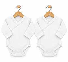 Pack de 2 bodies manches longues uni blan ecru avec moufles intégrés