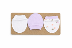Pack de 3 paires de moufles fleury blanc mauve