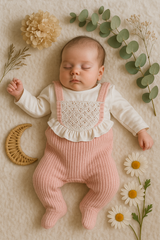 Grenouillère salopette avec pull centre froufrou coton