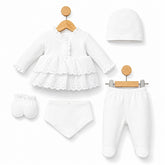 Pack naissance col froufrou avec boutons classy girl 5 pcs velours