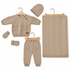 Pack naissance tricot 5 pcs full beige