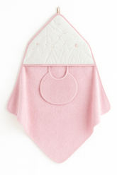 Coffret Cape de bain “Good Night” 100x100 cm avec bavoir Rose Blanc – Interbaby