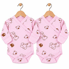 Pack de 2 bodies manches longues big nounours Rose avec moufles intégrés