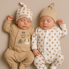 Pack de 2 Grenouillères matchy elephant 2 bonnets