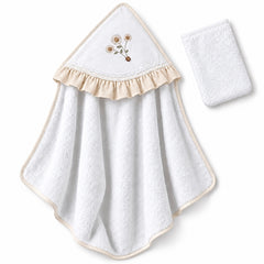 Cape de bain bouquet trio avec 1 gant 80x90 cm - 0m+