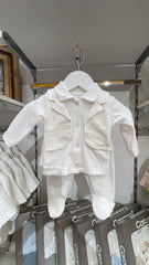 Pack naissance super effet gilet full white ekru boy 5 pcs velours