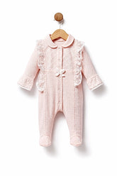 Grenouillère jolie nœud centré avec côtés froufrous 1 pcs coton