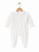 Grenouillère full white froufrou côtés boutons centrés