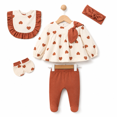 Pack naisance multi cœurs girly classy 5 pcs coton