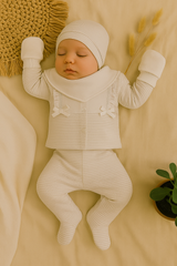 Pack naissance 2 nœuds côtés boutons centrés 5 pcs coton