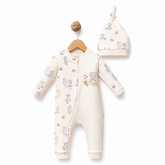 Grenouillère You and me unisexe sans pieds 1 bonnet coton bio