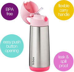 B.box Gourde Isotherme 500 ml en Inox - Flamingo Fizz 12m+
