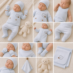 Coffret naissance nounours pocket 10 pcs coton