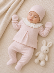 Pack naissance petite fleur sur col style froufrou 5 pcs coton