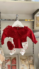 Pack naissance col froufrou full red white full Love 5 pcs coton