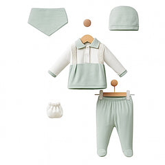 Pack naissance micro carreaux baby boy velours 5 pcs