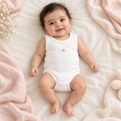 Pack de 3 bodies Hello sans manches ecru rose mauve