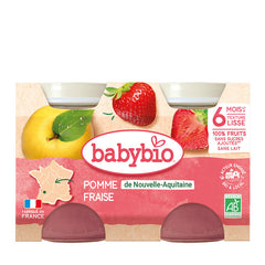 BabyBio - Pomme Fraise de Nouvelle-Aquitaine 2x130 gr 4m+