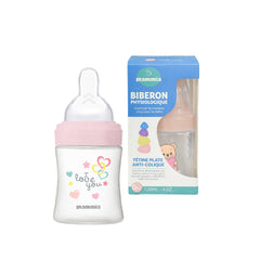 Mammia - Biberon physiologique av tétine plate 120 ml Rose 0m+