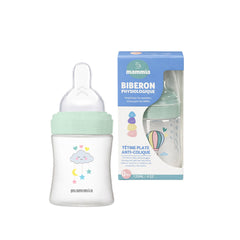 Mammia - Biberon physiologique av tétine plate 120 ml mint cloud 0m+