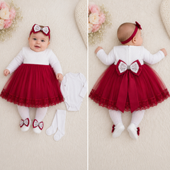Coffret ROBE avec accessoires "Sbou3" Rouge cerise style 5 pcs