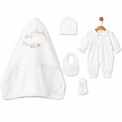 Pack naissance grenouillère classy girl + accessoires 5 pcs Premium