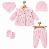 Pack naissance full saumon/rose petites fleurs 5 pcs velours