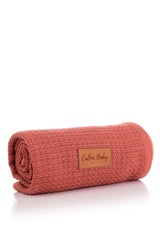 Couverture Unie Coton piqué 100x115 cm - Brick