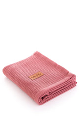 Couverture Unie Coton piqué 100x115 cm - Dusty Rose