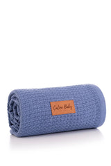 Couverture Unie Coton piqué 100x115 cm - Infinty Blue