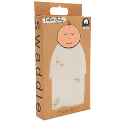 Drap - Swaddle en mousseline roses pattern 120 x 120 cm + 4 petites serviettes buccales 0m+