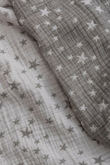 Couverture réversible en mousseline réversible jacquard 4 épaisseurs 110 x 110 cm - Motif étoiles gris 0m+