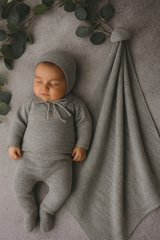 Coffret Triko 4 pcs haut pantalon bonnet couverture - Gris