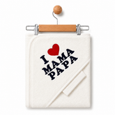 Cape de bain avec gant Love mum Dad unisexe 85x75 cm