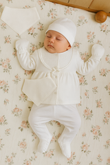 Pack naissance boutons centrés avec jolie nœud 5 pcs coton