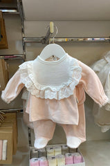 Pack naissance avec col froufrou girly velours 5 pcs