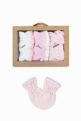 Coffret pack de 6 paires de moufles duo rose blanc
