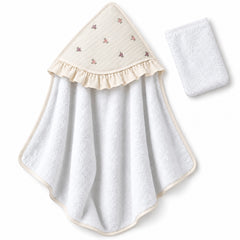 Cape de bain multi fleurs avec 1 gant 80x90 cm - 0m+