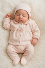 Pack naissance jolie nœud centré full saumon 5 pcs velours