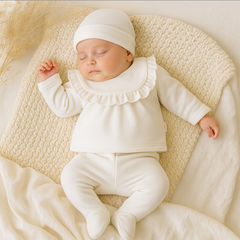 Pack naissance avec col froufrou girly velours 5 pcs