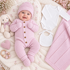 Coffret naissance tricot pack de 7 pcs K3221 - Mauve